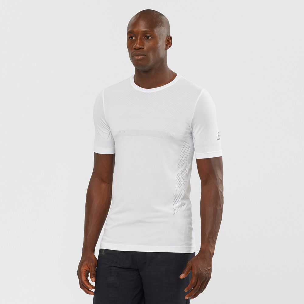 SALOMON SENSE SEAMLESS M Philippines - Men's Tee Shirt - White | 894651-FLQ